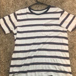 RVCA White Striped Pocket Tee